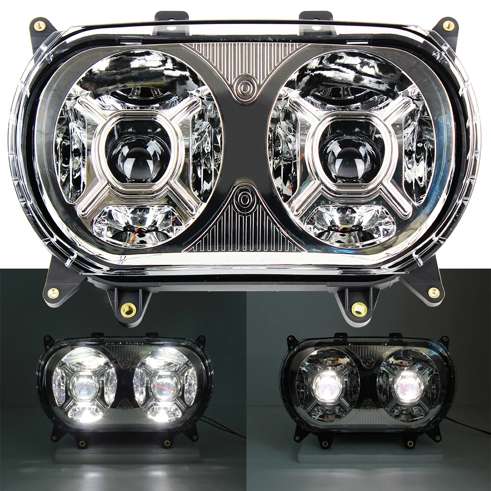 124W Dual Double Headlight Kit for Road Glide 2015-2020 Motorcycle Headlamp Bulbs Assembly Chrome Housing