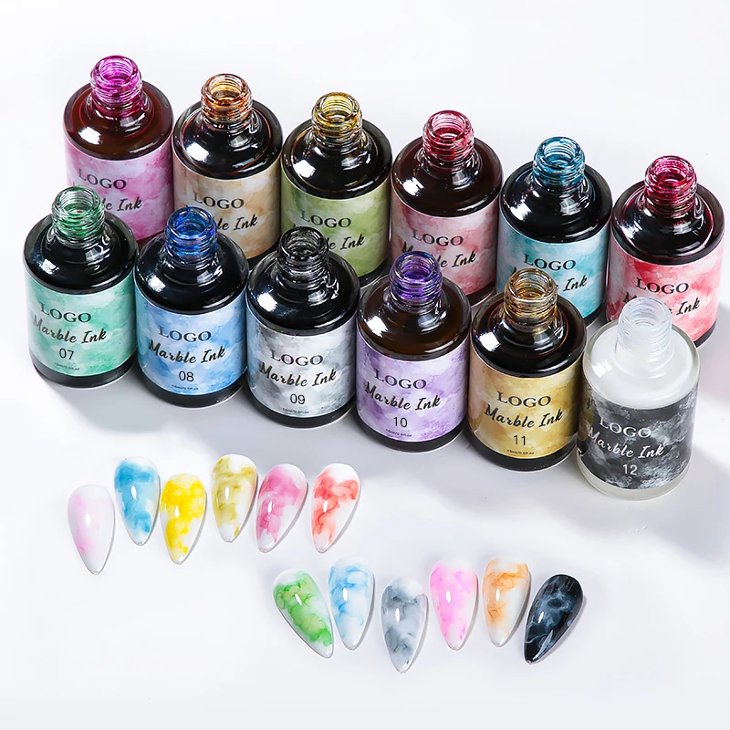 

JTING 12 colors water blooming marble inks gel nail polish OEM nail alcohol ink gel professional free design private brand logo