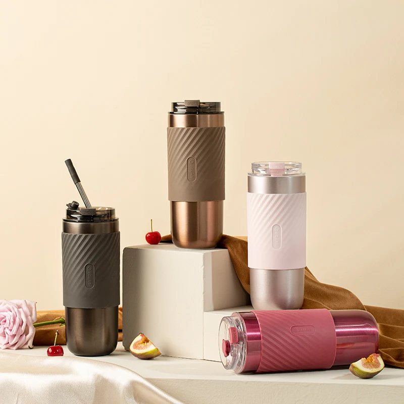 

High Quality Four Color Thermo Cups Bambus Thermo Cup 20oz Tumbler Stainless Steel Gift, Pink gold gray rose