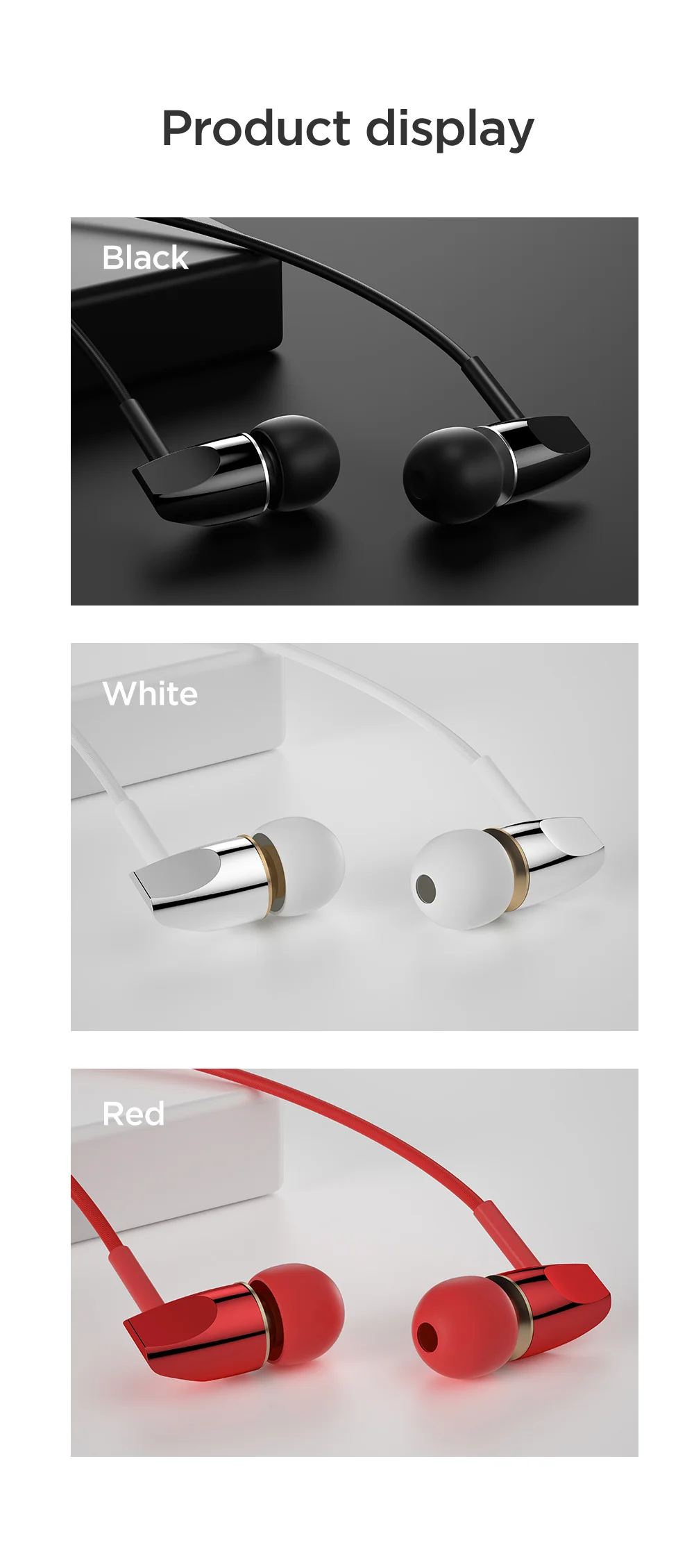 JOYROOM JR-E209 3.5mm In-Ear Flat Head Design Wire Control Stereo Earphones with Mic