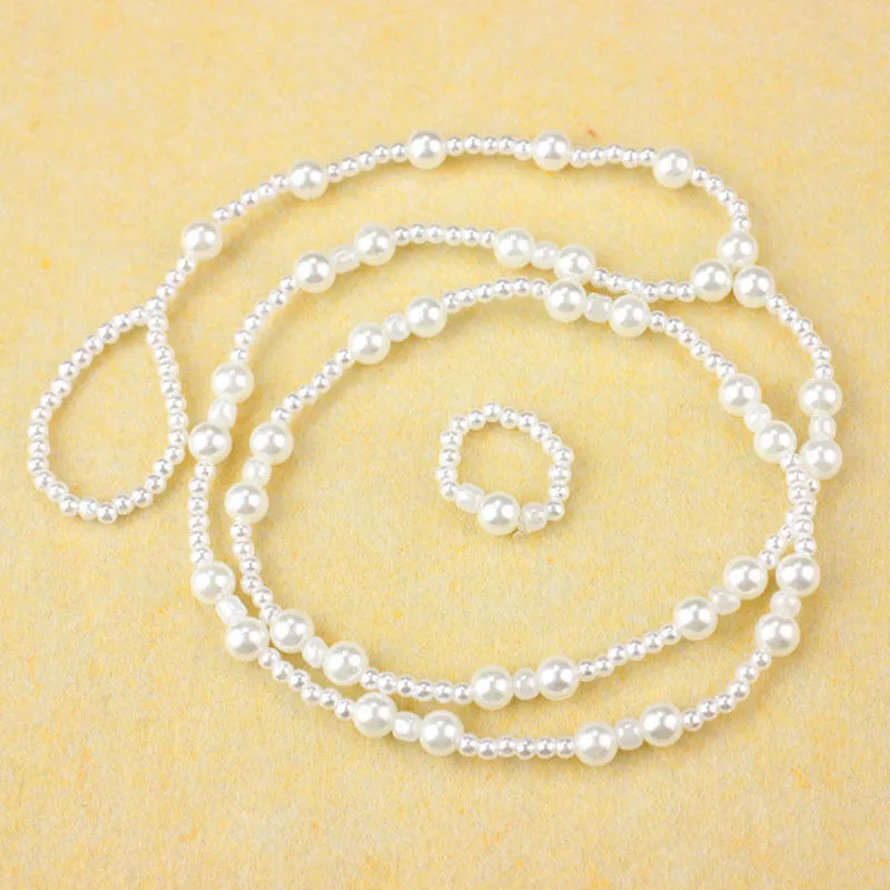 

Cross border jewelry fashion simple double layer pearl ankle chain beach ankle chain pearl foot ring two-piece set