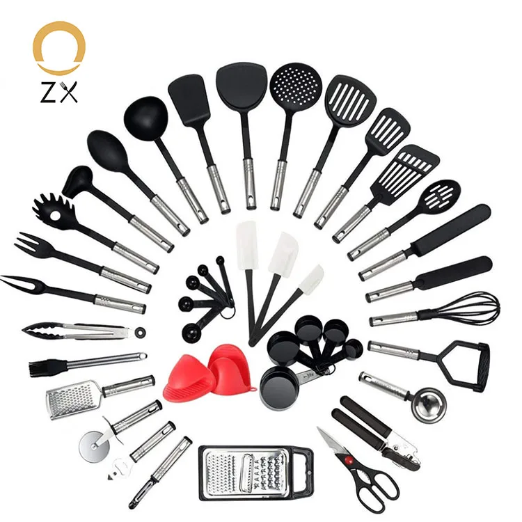 

40 sets of silicone kitchenware Stainless steel kitchen gadgets kitchen accessories, Black