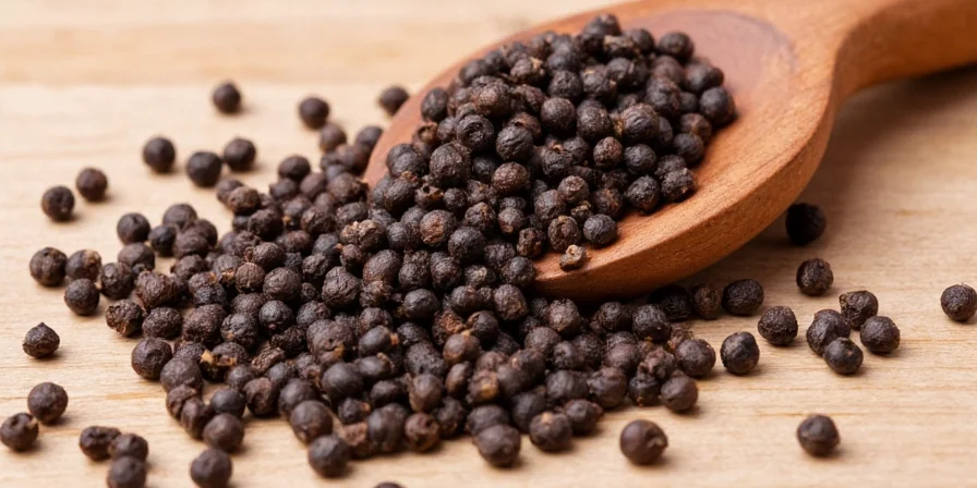 Close-up of Whole Black Peppercorns