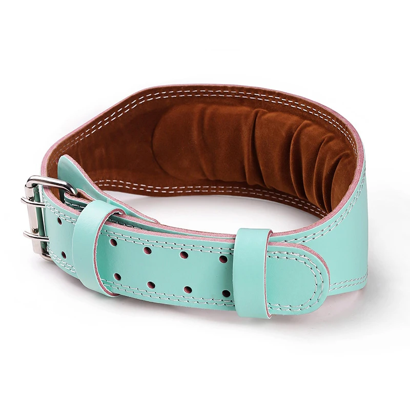 2024 Black White Pink Blue Gray Squat Deadlift Weightlifting Powerlifting Double Buckle Leather Weight Lifting Belt for Gym