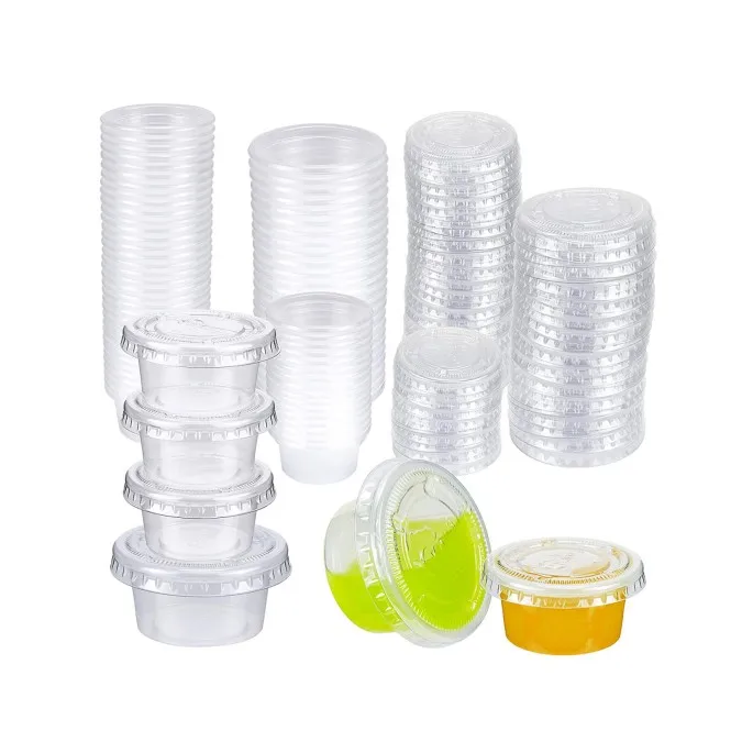 

clear disposable portion cup small container with lids sauce cups plastic, Clear, black