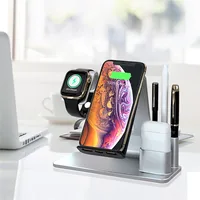 

new 2019 trending product fast qi wireless desktop charger 10w 4 In 1 wireless charger dock station for iphone charger