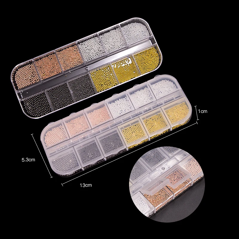 

Caviar Bead Stainless Steel Beads Nail Art Decorations Rose Gold Silver Black DIY Tool Nail Studs UV Gel Polish Manicure Decors