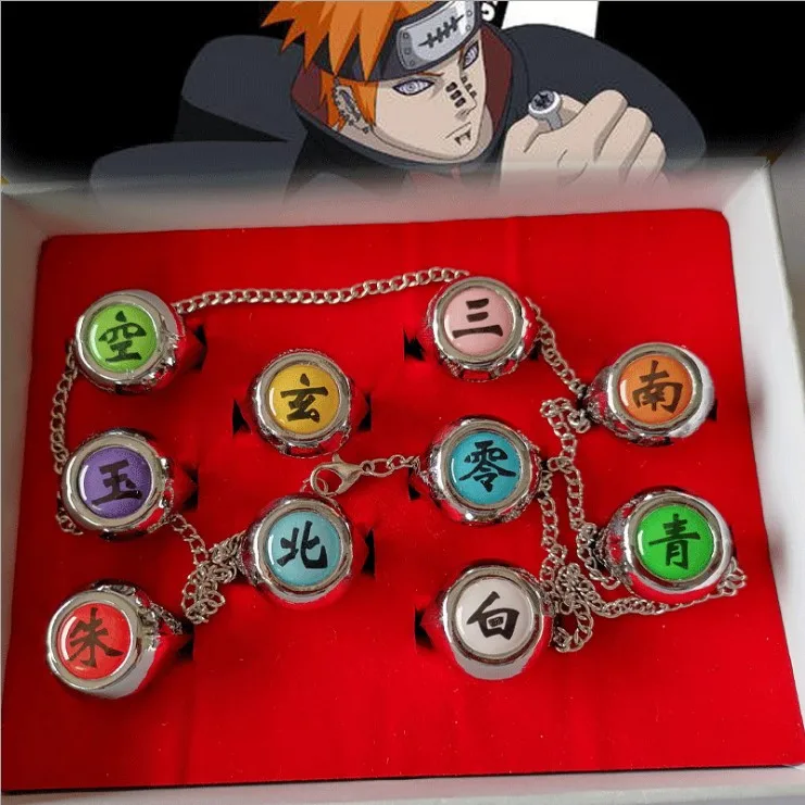 

Naruto Set Akatsuki Rings Adjustable naruto characters rings xiao organization yu zhi bo mongoose ring, Picture shows