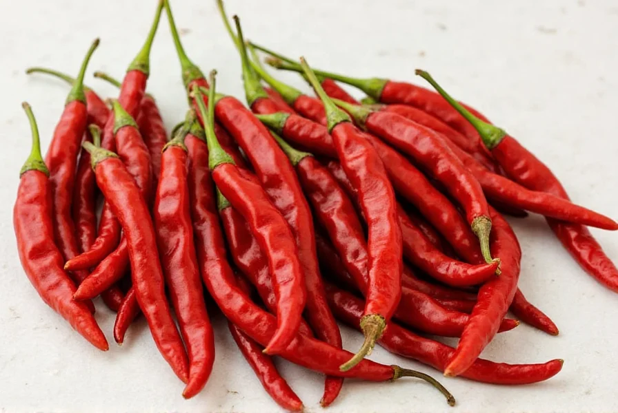 Close-up of dried chiles guajillo showing texture and color variations