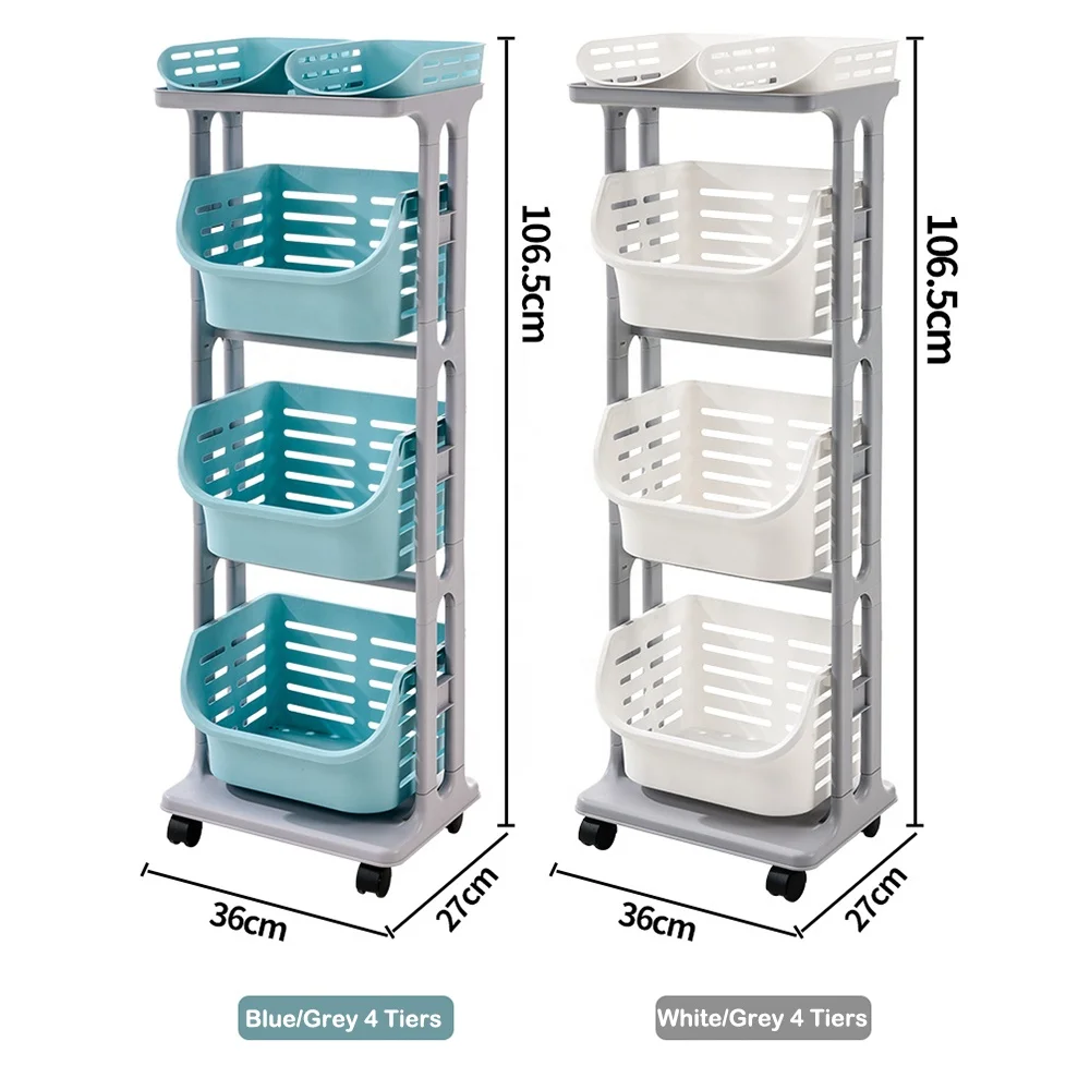 

Multi function Vegetable Plastic Shelf Multi-functional 4-Tier Storage Organizer Fruit Vegetable Kitchen storage basket