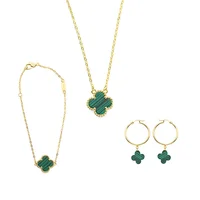 

18K Yellow Gold Plated Lucky Four Leaf Clover Jewelry Set For Women