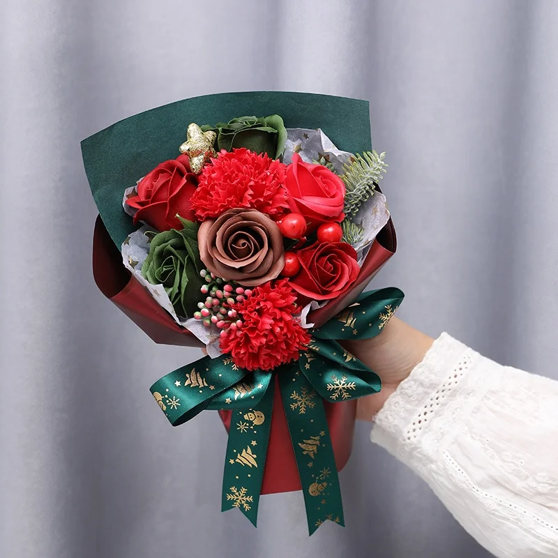 玫瑰花束圣诞礼物创意永恒花手提包实用肥皂花生日礼物给女朋友 - buy