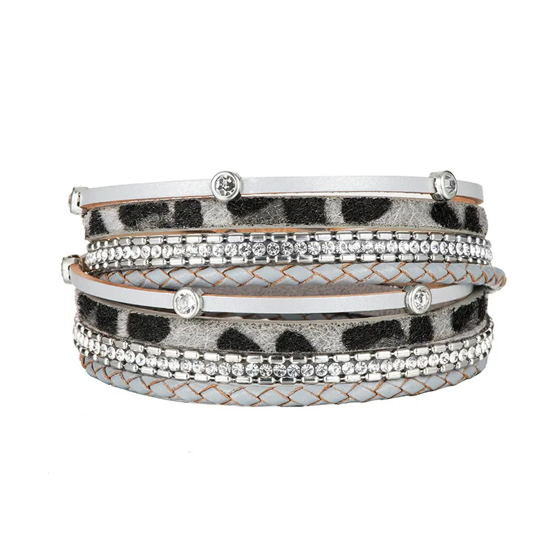 

Fashion Rhinestone Multilayer Leather Bracelet