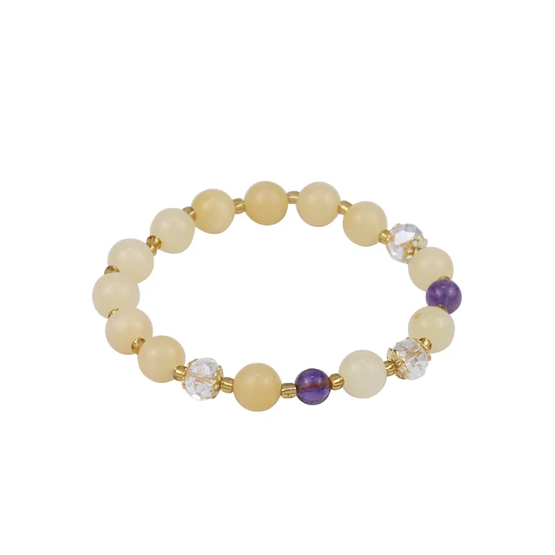 

8mm Dainty White Genuine Jade Beads Bracelet Colorful Natural Jade Beaded Bracelet