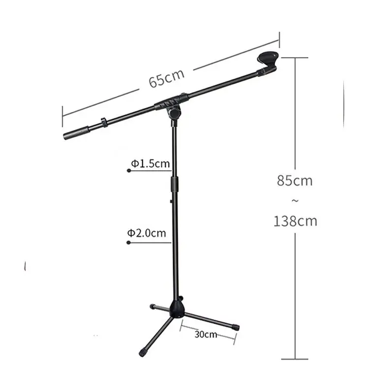 

Factory price upgrade Standard mic tripod holder Stage recording Microphone Stand, Black