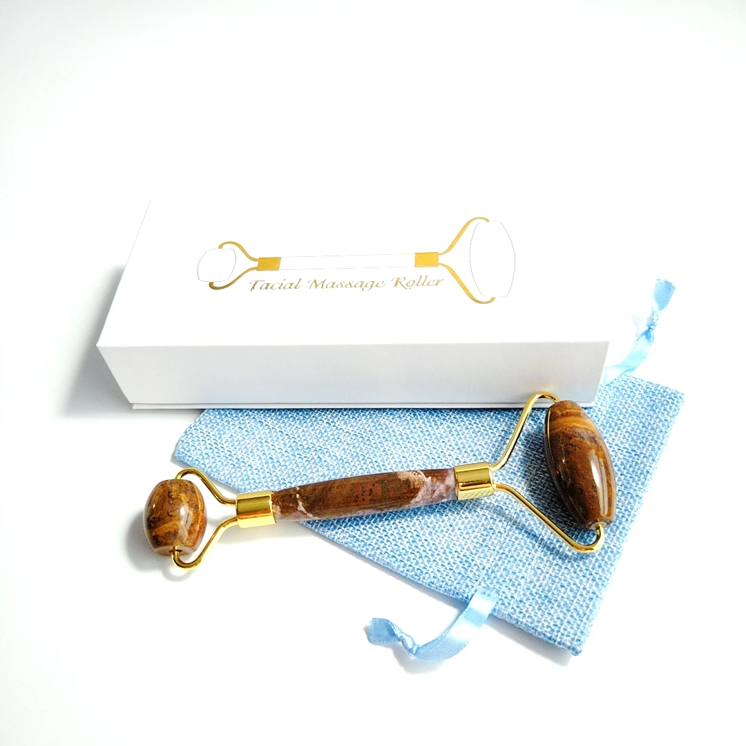 

Ocean agate Jade Roller + Gua Sha Set + Konjac Sponge | 100% Jade | Anti-Aging Face Massager