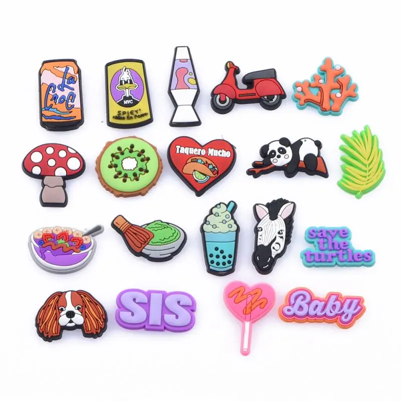 

New 1pcs Rubber Shoe Charms Accessories Period Cute Animal Doodles Drinks Lollipops Decorations For Croc Bracelet Kids Gifts