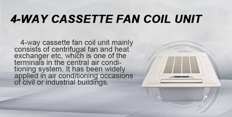 10.8kw 5.58kw 12.6kw Chilled Water 4-way Cassette FCU Fan Coil Unit ac from Industry
