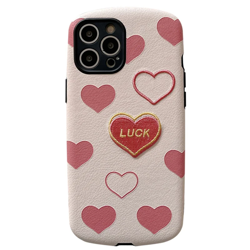 

2021 Unique Luxury Heart Soft PU Leather Mobile Phone Cover For iPhone 12Pro Max 12 Pro 11 X XS XR Telephone Case Coque Fundas