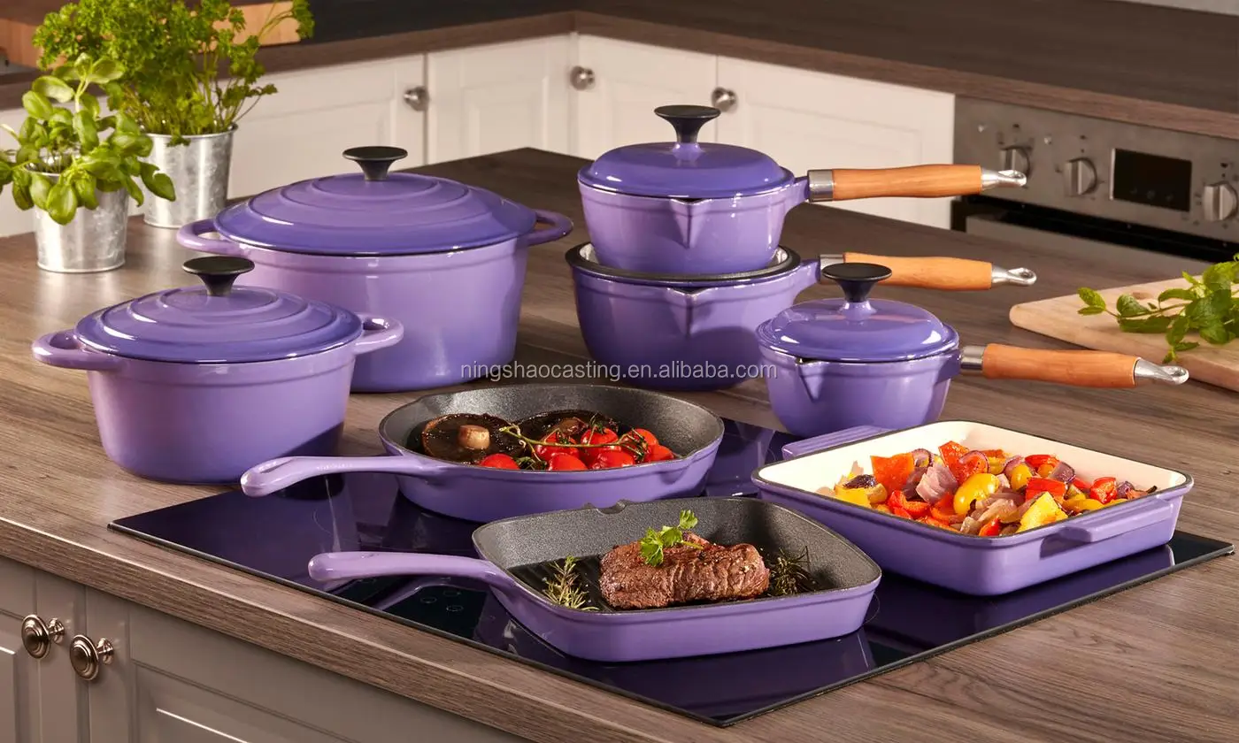 Cast Iron Purple Enamel Cookware Set Buy Purple Ceramic Cookware Set,Cast Iron Cookware,Cast