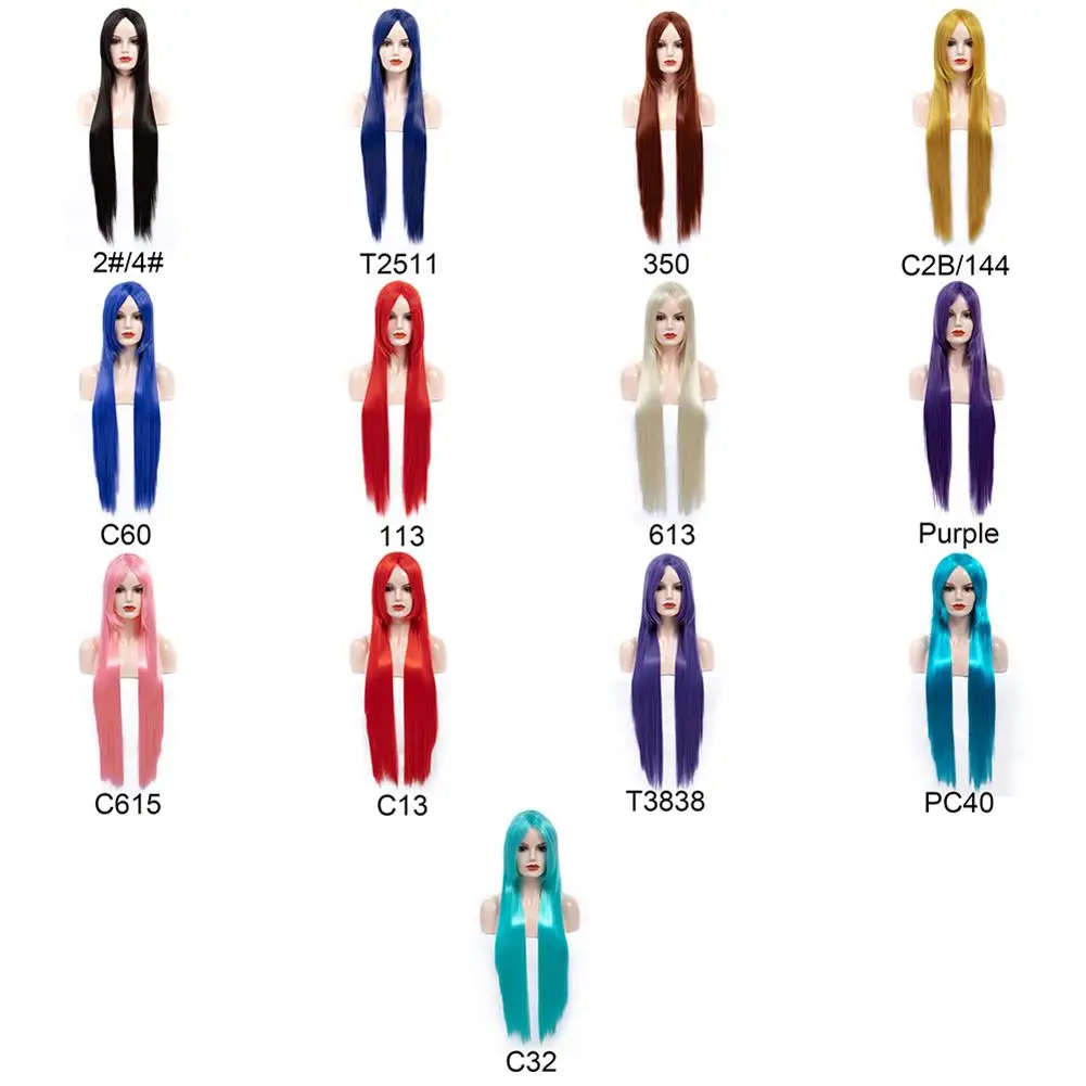 

Wholesale Long Straight Wigs for Women 38 Inches Middle Part Synthetic Hair Wig for Daily Wear Cosplay Low Temperature Fiber