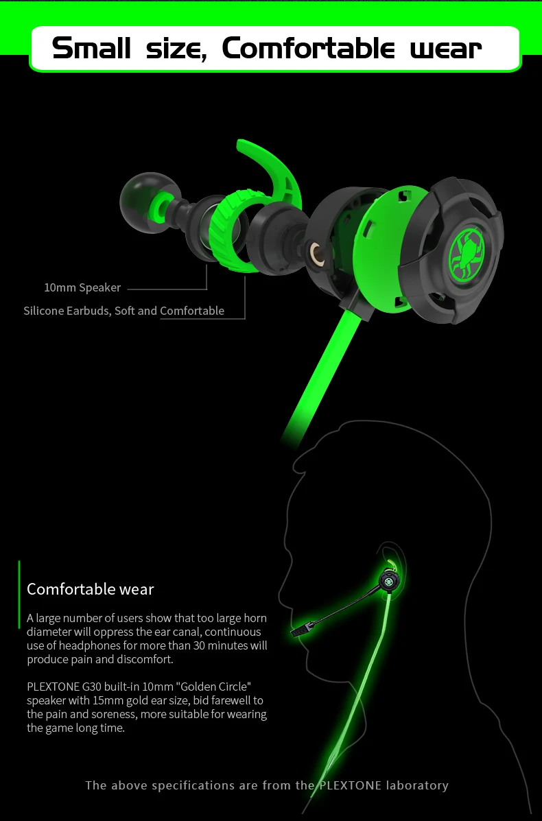 PLEXTONE G30 3.5mm PC Gaming Computer Headphones In-Ear Stereo Bass Noise Cancelling Earphone with Mic for Gamer Sport Earphone - ANKUX.COM