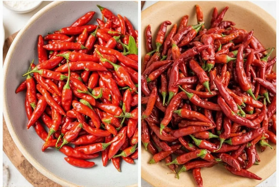 Toasting dried chiles in pan