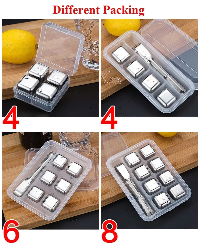 6 x Stainless Steel Whiskey Stones Ice Cubes, Reusable Drinks Stones, Metal Ice Cooling Rocks