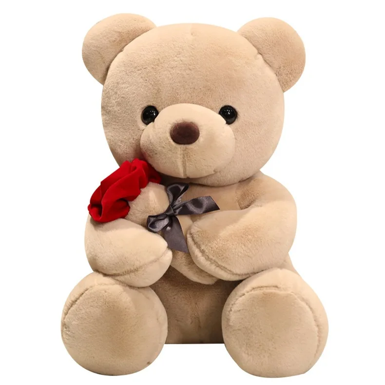 

2024 Wholesale Bedtime Toys Valentines Mother's Day Stuffed Animal Plush Love Teddy Bear Plush Toy With Rose