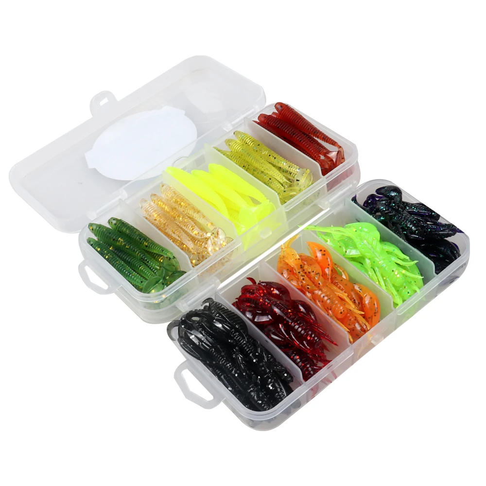 

JOHNCOO New Soft Worm Bait Fishing Lure Worm Soft Baits Silicone Fishing Tackle Set