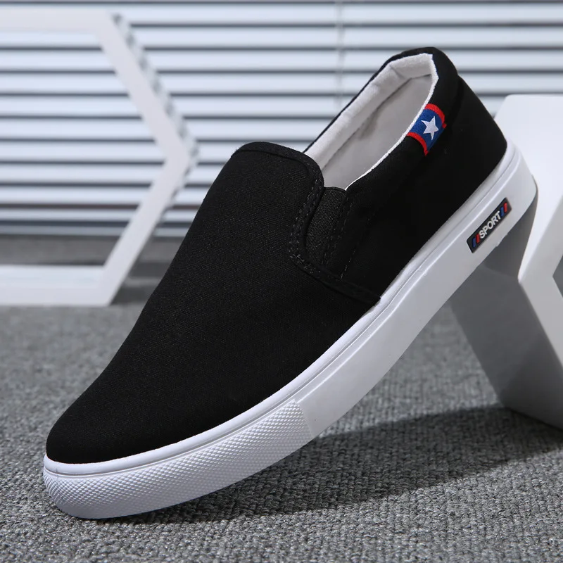 

Factory price men's sports shoes breathable non-slip flat solid color men casual canvas shoes