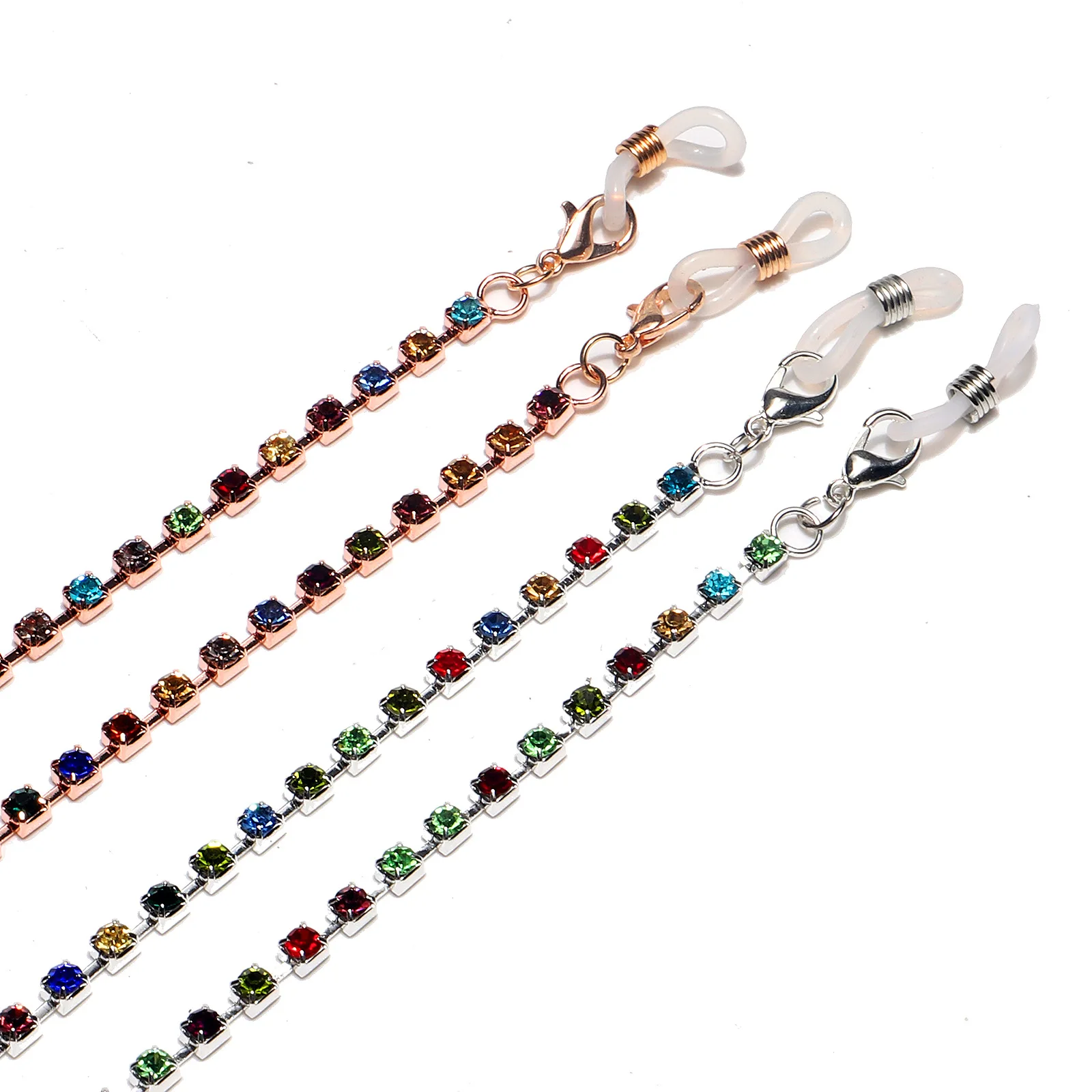 

New Fashion Colorful Crystal Beads Tennis Chain Sun Sunglasses Eyeglasses Sun Eye Glasses Chain Holder Eyewear Accessories