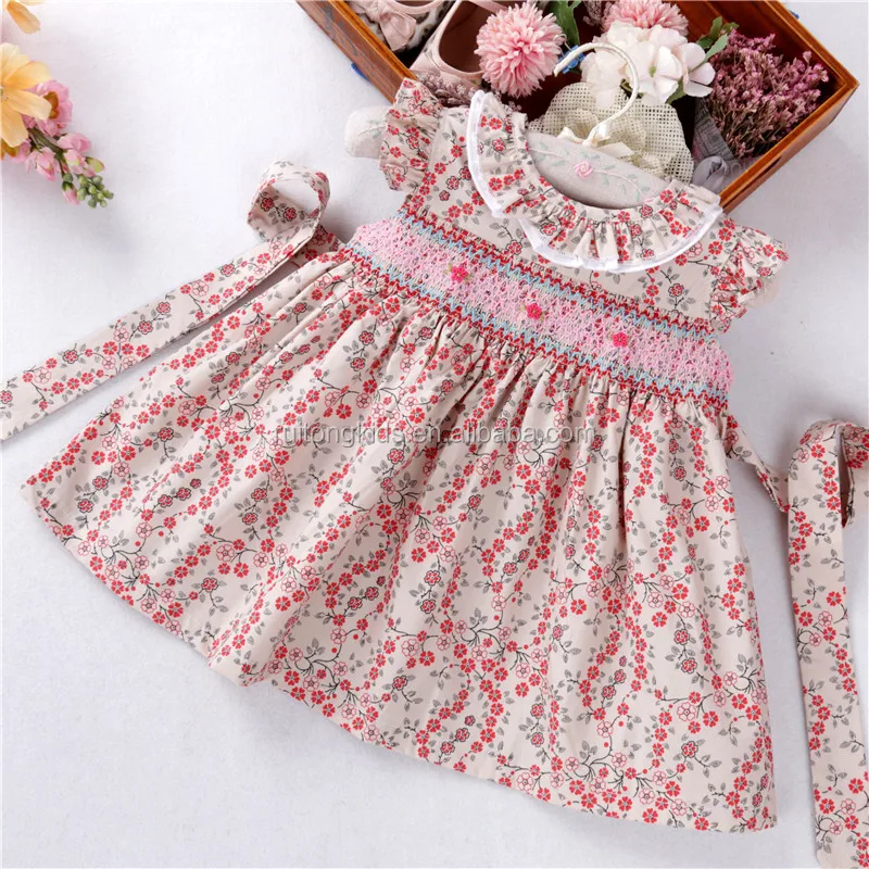 B031247 Smock Baby Dress Girls Smocking Dress Baby Hand Made Purple