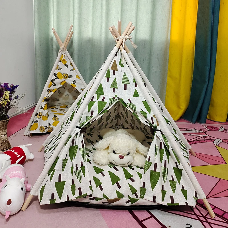 

Pet Tent House Cat Bed Portable Teepee With Thick Cushion And 6 Colors Available Pet Bed