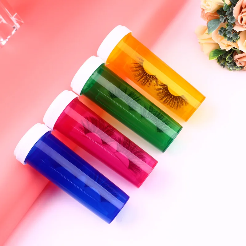 

Luxury Pill Capsule Eyelash Case Lash Vendor Customized Boxes Pink Pill Bottle Lash Packaging Box, Orange, blue, green, rose red