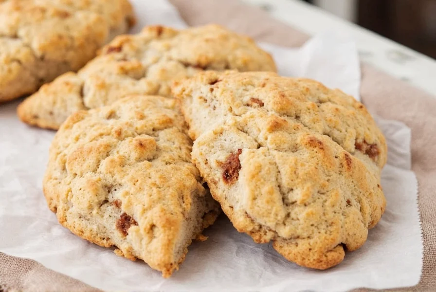 Step-by-step photos showing the cinnamon swirl technique in homemade scones preparation