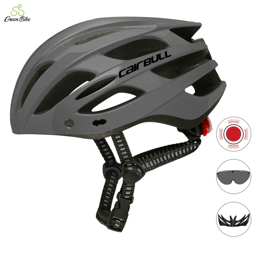 

Wholesale Road mountain bike riding helmet with taillight blinkers visor for Men Women safety casco para bicicleta con luces, White/red/black/gray