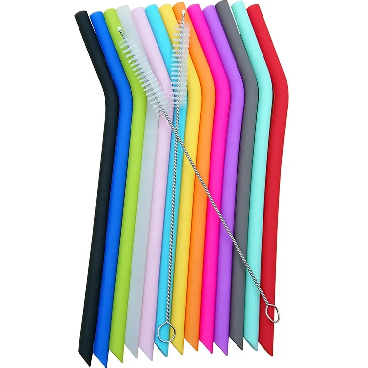 

Reusable Drinking Straws Amazon Hot Sale 200*8*6mm Silicone Drinking Straws, Dark blue,light blue,dark green,light green,black and other colors