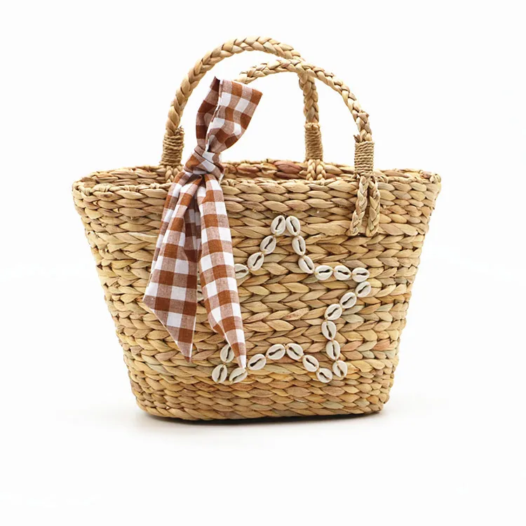 

seashell Latest Fashion seashell rattan travel bag Beading straw tote handbag