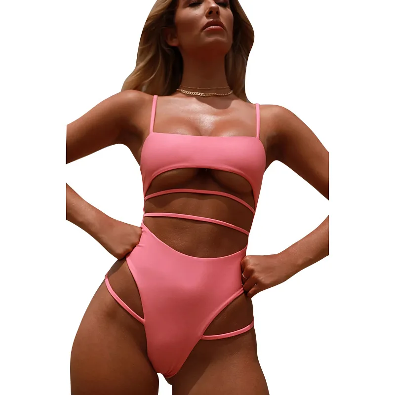 

Wholesale Custom Logo swimsuits for women strappy bikini one piece swimsuit Ladies Beach Wear open sexy girl womens swimsuits