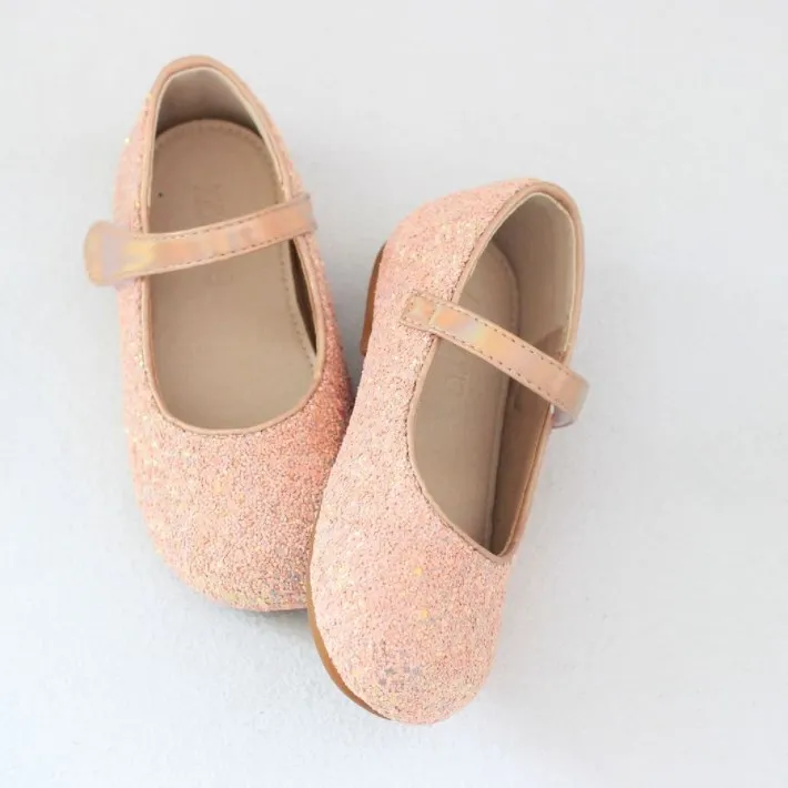 

glitter leather flat little toddler kids children's party heel shoes girls wholesale