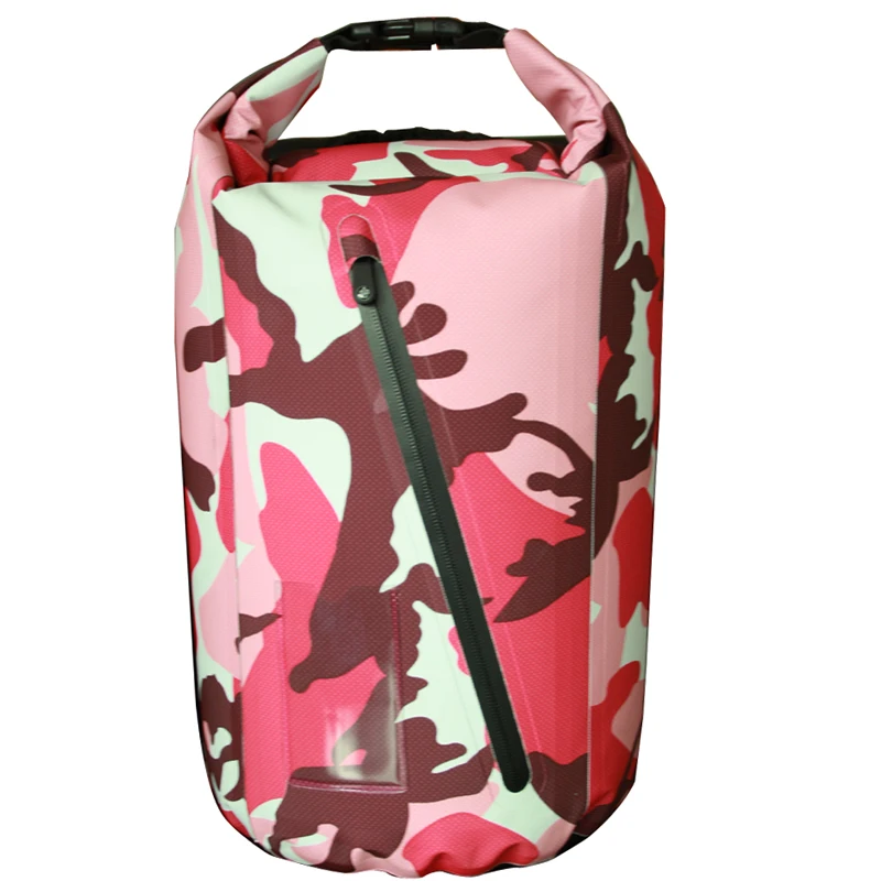 

Top Quality Custom Logo Camping Durable Waterproof Ocean Dry Bag Hiking Dry Bag 500D PVC tarpaulin Dry Bag, Pink camou