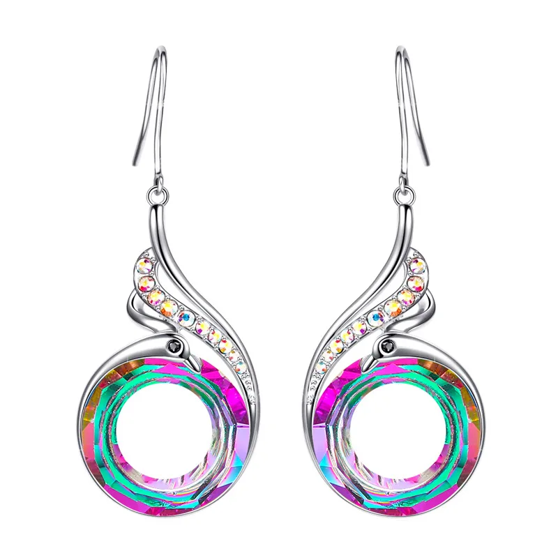 

Fashion Elegant Colorful Crystal Phoenix Drop Earring for Women Girls