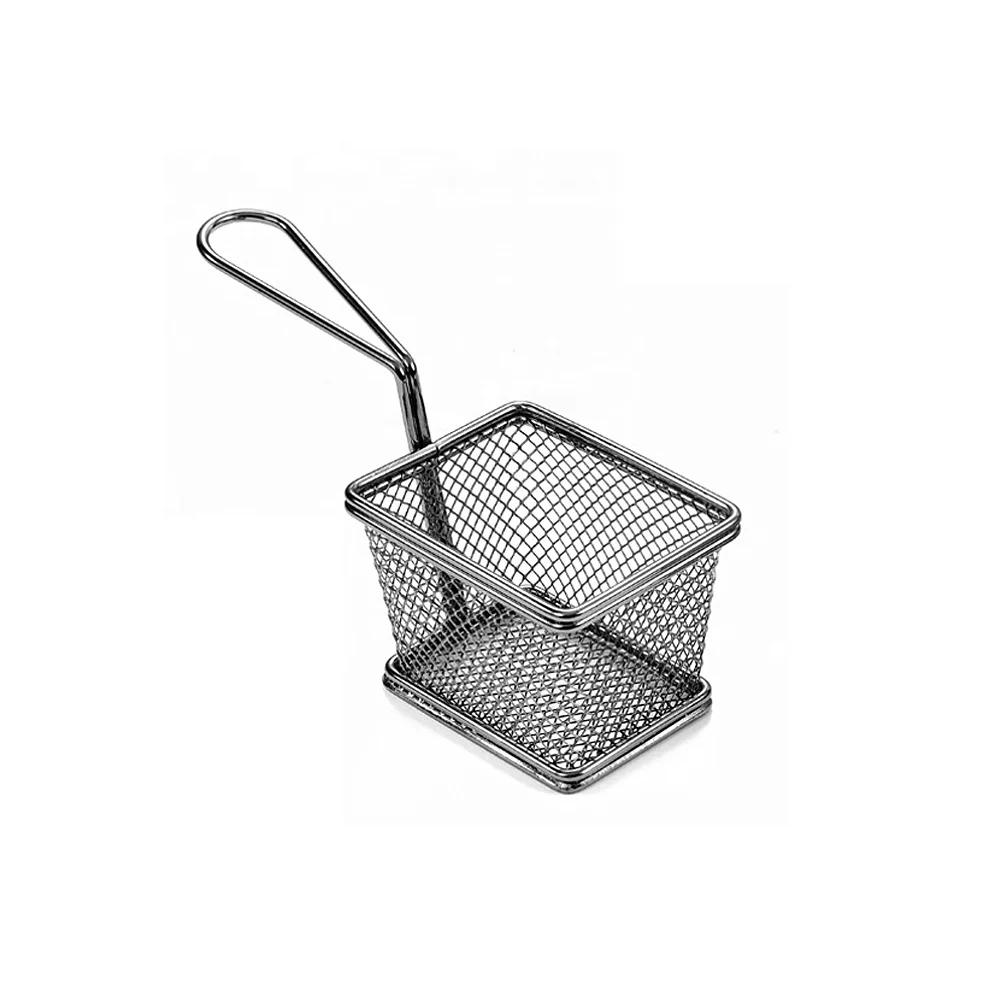 

Perforated Strainer Kitchen Accessories Rectangle Wire Mesh Deep Fat Kitchen Stainless Steel Round Fryer Basket, Customize accept