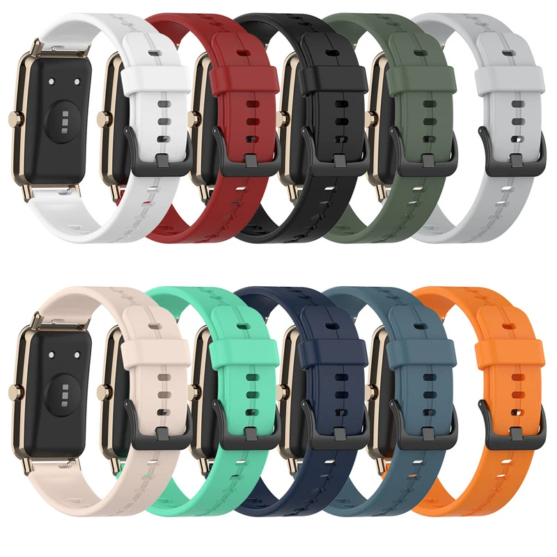 

Black Buckle 16mm Women Men Sport Rubber Watch Band For Huawei Fit Mini Silicone Strap Bracelet Wristband Replacement Correa