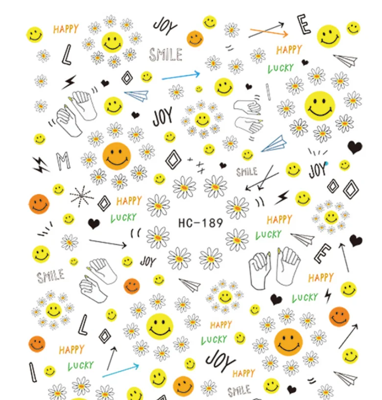 

HC180-HC206 nail sticker female net red ins cute 2019 new color same nail sticker small rainbow flower
