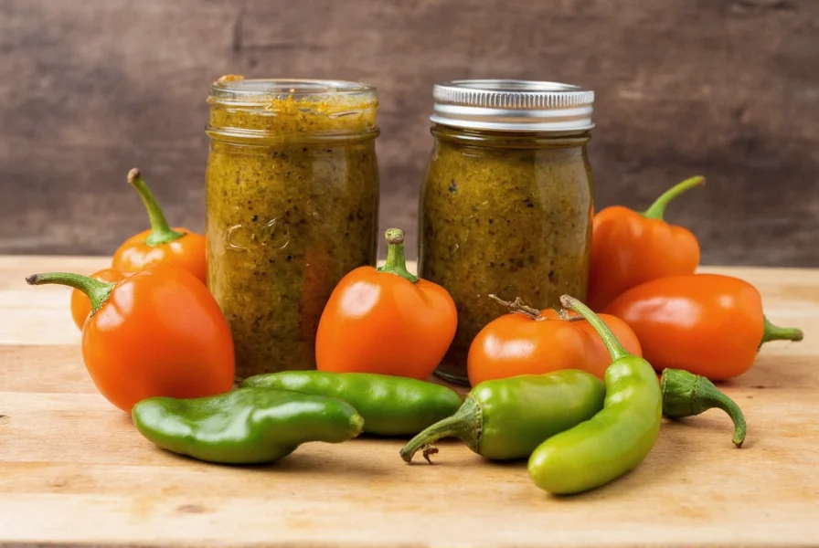 Taco topped with bell pepper relish