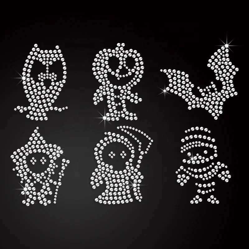 

Cute Characters of Halloween Rhinestone Transfer Designs Iron On Rhinestone Motifs for T-shirts