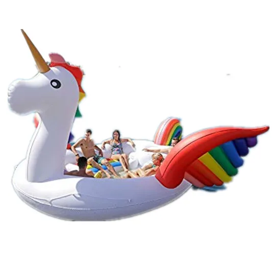 In Stock Hot sale summer inflatable 6 person pool floating inflatable flamingo unicorn float island
