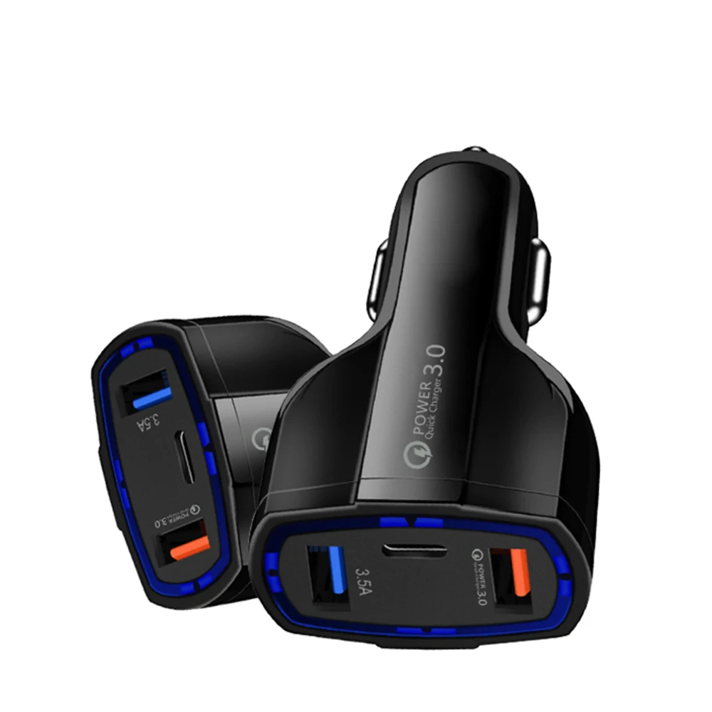 

Dual Port Car Charger For Phone Quick Charge 3.0 Fast Charging in Car, Phone Charger adapter For Samsung iPhone, Black, white